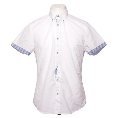 FSBN, Kurzarmhemd, Größe: M, Weiß/Blau, Baumwolle/Polyester, Herren #9ak