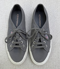SUPERGA Grey Canvas Classic Sneakers Women's 37.5 / 7 US Casual Lace Up EUC