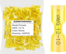 100pcs Yellow Heat Shrink Female Spade Connectors 12-10 Gauge Insulated Crimp