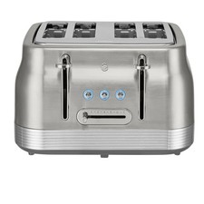 Swan Retro 4-Slice Toaster Stainless Steel 7 Browning Defrost Reheat Cancel
