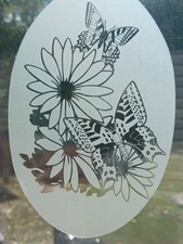 Butterfly Window Decal 20"x30" OVAL Etched Glass Look Cling Removable Reusable 4