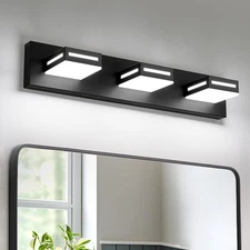24-Inch 3-Light LED Modern Black Bathroom Vanity Light Fixtures Over Mirror, ...