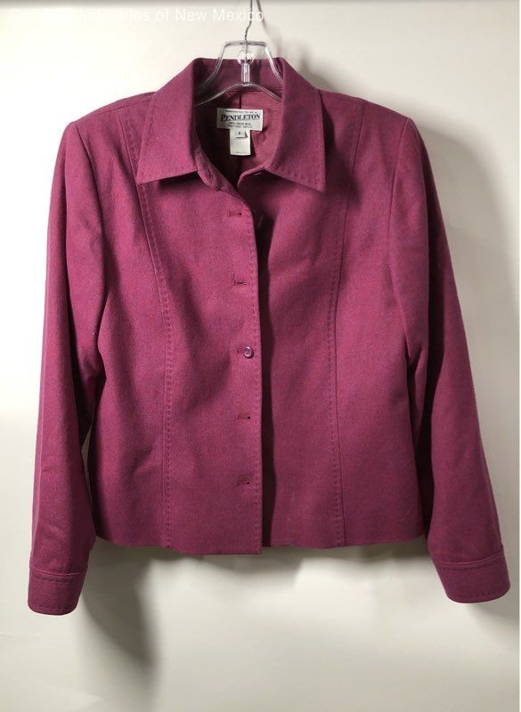Pendleton Womens Fuchsia Wool Button Front Collar… - image 1
