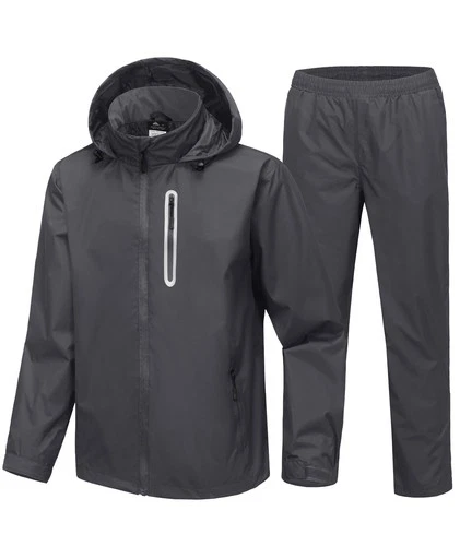 Premium Men's Waterproof Golf Rain Suit Set  Charcoal Grey Jacket and Pants - product listing photo