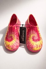 Bebe Girls Water Shoes Size 11/12 Fuchsia Yellow Tie Dye Beach Pool Slip On