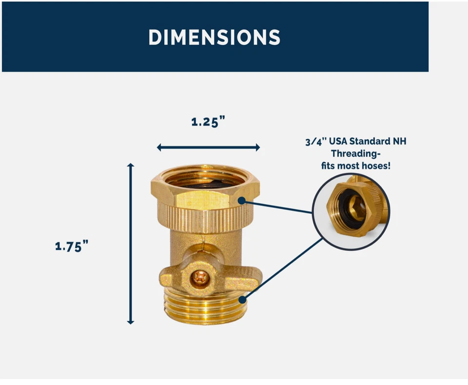 Válvula de cierre conector de manguera de jardín de latón resistente Morvat, paquete de 2 Foto 4 de 4