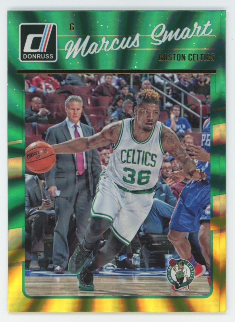 2016-17 Donruss Green and Yellow Holo Laser Marcus Smart #23