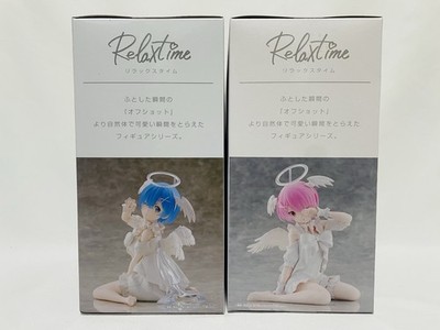 Re:Zero Relax time Rem Ram Sweet Angel ver. Figure SET NEW Japan