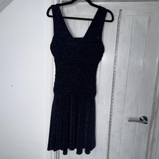 Nightway Navy Glitter Ruched Cocktail Party Dress UK 14 Midi Evening