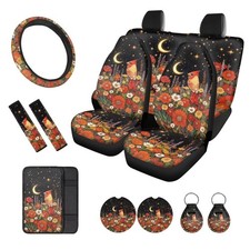 Cardinal Flower Print Car Seat Cover Full Set Moon Star Print Car Front Rear ...