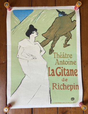 Vintage Drucktheater Antoine La Gitane de Richepin H. Toulouse Lautrec 70X51 CM
