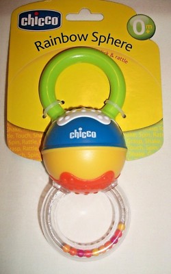 Chicco Twist Click Rattle Rainbow Sphere Baby 0+ Infant NEW Creative Development