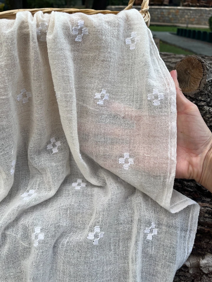 Hand Woven Embroidered Unique Textured Fabric, Special Production. - Image 2 of 4