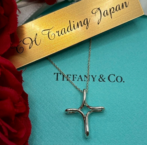 Tiffany & Co. Infinity Cross Peretti Necklace Pendant Silver 925 Auth/Pouch/Box - Picture 7 of 21