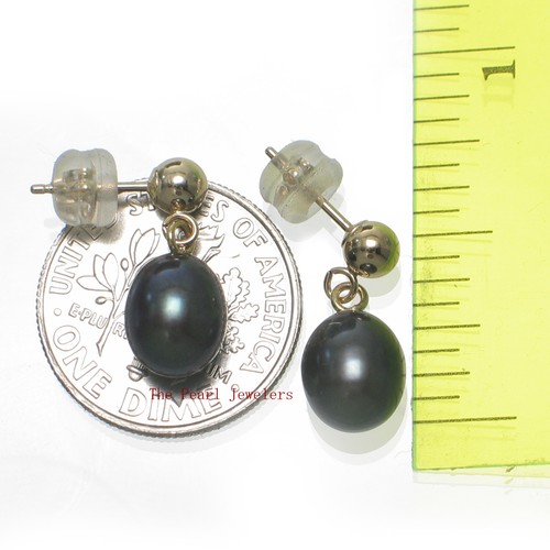 Raindrop White Pearl Stud Dangle Earrings – 14k Yellow Gold Posts - Picture 8 of 9