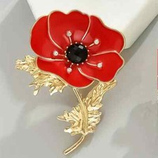 Fashion Red Flower Shiny Rhinestone Brooch Sweater Corsage Accessory Pin Gift