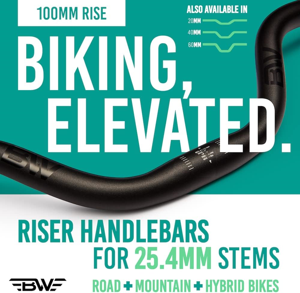 BW Riser Handlebar Great for Mountain, Road, and Hybrid Bikes Fits