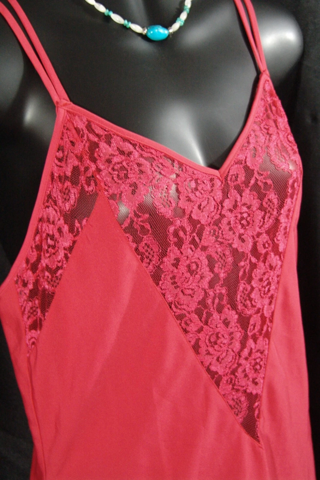 UNDERCOVER Abito Victoria's Secret slip M rosso pizzo floreale etichetta oro medio vintage anni 80