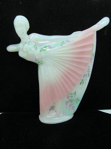 RARE FENTON FACTORY MADE IRIDIZED HANPAINTED BY R. BLEVINS BALLERINA FIGURINE