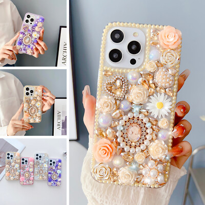 For iPhone 7/8/XR/11/12/13/14/15 Bling Sparkly Diamonds Girly Women Case  Cover