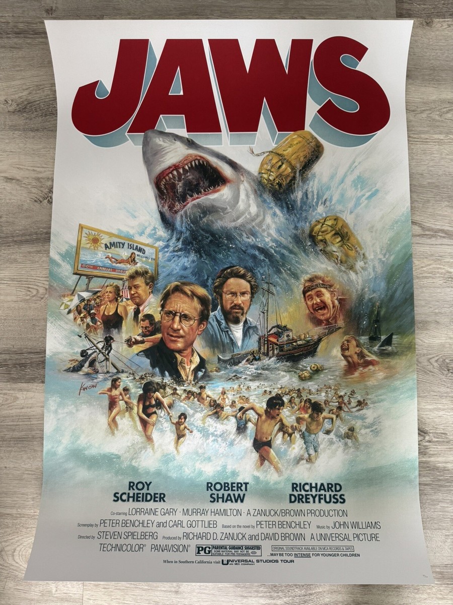 JAWS by Kwow LE Screen Print Poster Art 24x36 Nt Mondo Beach Shark