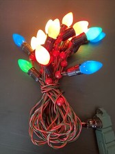 Vtg NOMA Christmas 15 Light C7 Strand with Berry Beads 20' Made in USA - Tested
