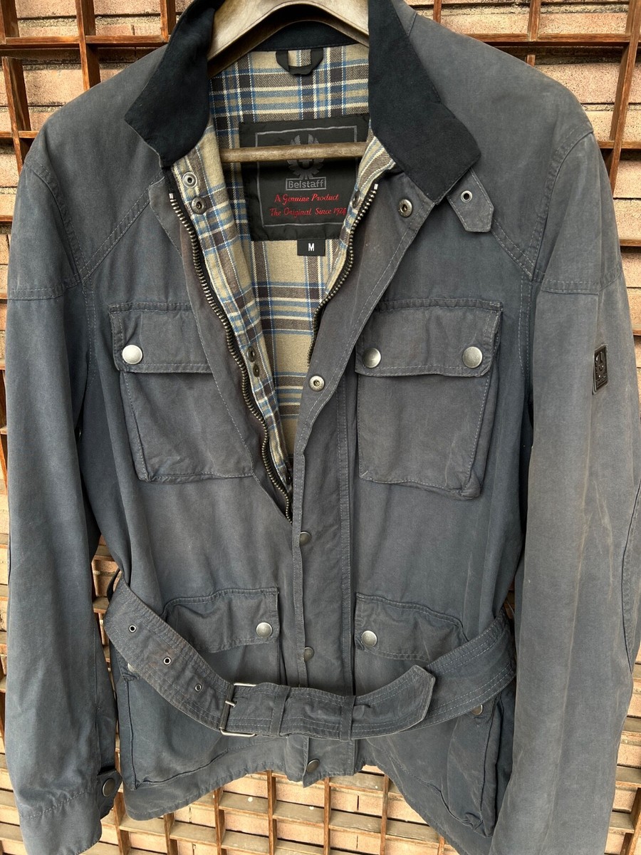 BELSTAFF ROADMASTER Jacket Blue Waxed Cotton Malenotti Metal Logo Version M