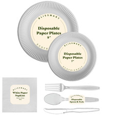 Disposable Paper Plates White Small large 7" 9 inch paper Dishes Christmas Party