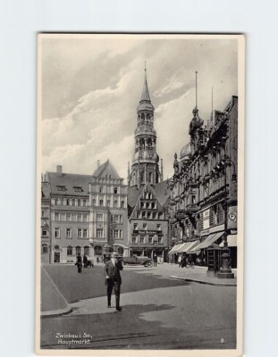 Postcard Main Market Zwickau Germany