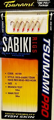 Tsunami Sabiki Rig Hage Red Head / Red Hook Größe 5 - 46199