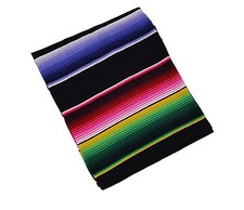 203 Fine Sarape Mexican Blanket Authentic Original El Paso Black Multicolored