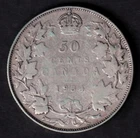 Canada 1934 50c Fifty Cent Silver Coin King George V VG .800 Silver #4