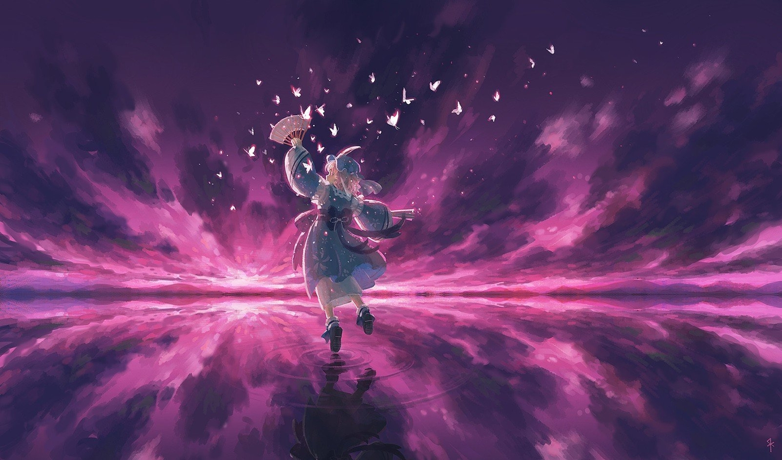 Custom Anime Touhou Saigyouji Yuyuko Water-Themed Playmat Pad for Gaming