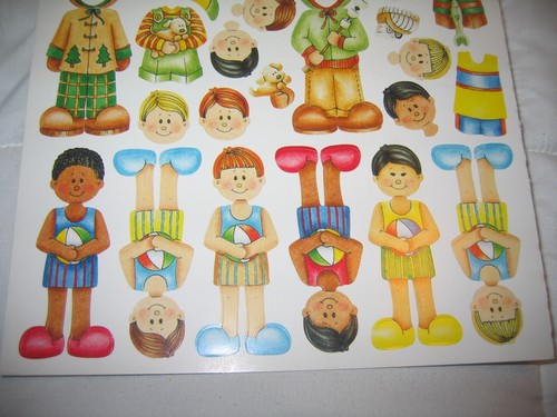 Vintage ProvoCraft Provo Craft Stickers Paper Doll 2 Sided Boy NEW - Picture 6 of 6