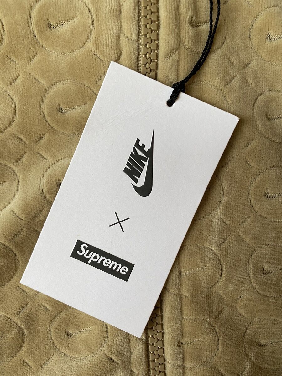 Brand New Tagged Nike x Supreme Velour Track Jacket Tan Large Full Zip