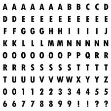 Letters & Numbers, 108 Vinyl Decals - 11x11" Sheet