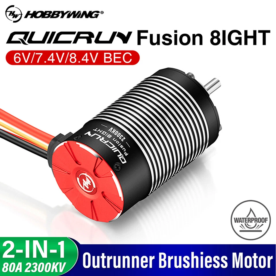 HOBBYWING QuicRun Fusion 8lGHT 2in1 Brushless Motor 80A ESC For RC 1/8 Car - Image 2 of 4