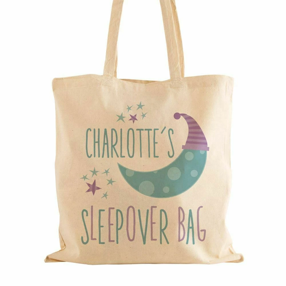 Personalised Sleepover Cotton Bag With Handles. Girl Teen