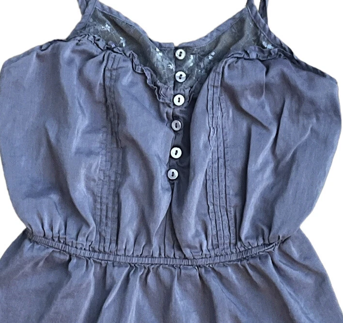 Camiseta sin mangas vintage Y2K púrpura con volantes cami mezcla de seda hadas pliegues de encaje XS Foto 3 de 4