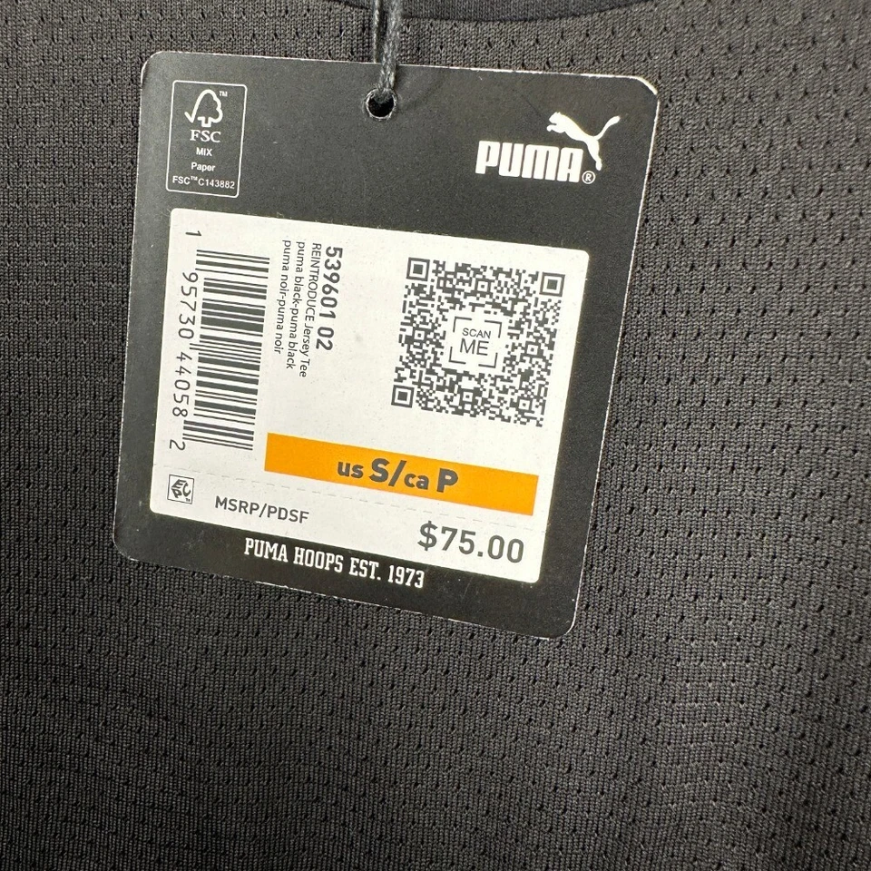 Puma x Reintroduce Jersey Tee Shirt Womens Small Black Activewear Ladies NEW - Image 2 of 4