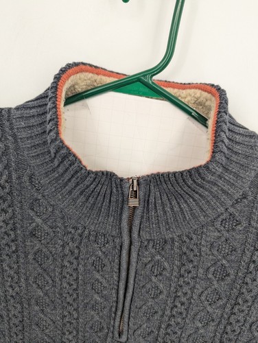 Carbon 2 Cobalt Greystones 1/4 Zip Sweater XXL Blue Gray Fisherman Cable Knit - Picture 3 of 5