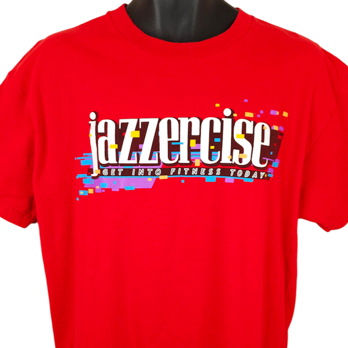 JAZZERCISE Tシャツ Vintage Jazzercise T Shirt Mens Size XL Red 90s Y2K Get Into