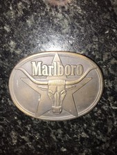 Marlboro Cigarettes Texas Longhorn Store Western 1980's Vintage Belt Buckle NICE