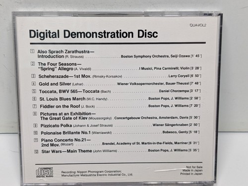 Quasar Digital Demonstration Disc DEMO 12 Track MEGA RARE CD OOP 1985 - Picture 2 of 4