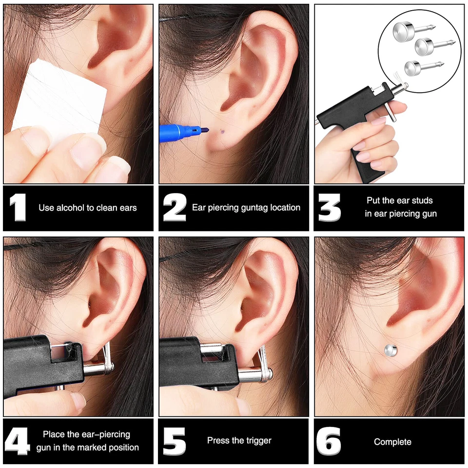 155x Professional Body Piercing Gun Tool Kit Lip Nose Tongue Belly Ring Retainer - Image 3 of 4