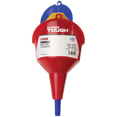 Hyper Tough Super Funnel Trio, Multi Purpose Plastic Automotive Funnel Set