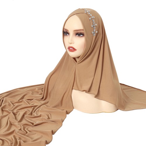 Women Long Hijab Crystal Rhinestone Scarf Hat Ladies Head Hairband Shawl Cap - Picture 13 of 16