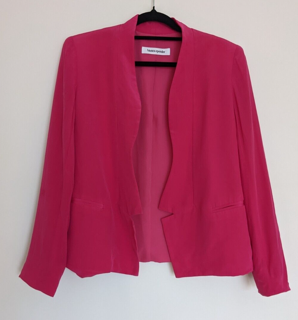 Bianca Spender Blazer Jacket Cardigan Silk Pink Open Designer