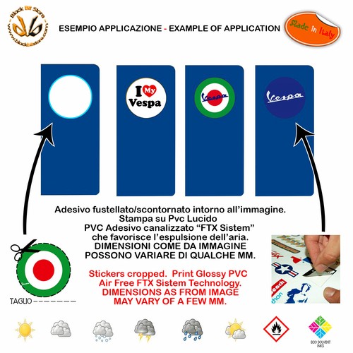 Adesivi bollino targa vespa auto moto italian flag sticker license plate 9 pz. - Foto 2 di 2