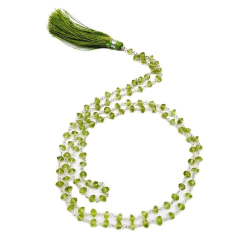 Collana Art Deco Con Cluster Di Peridoto Naturale Di Agosto In Argento 925 - Foto 3 di 7